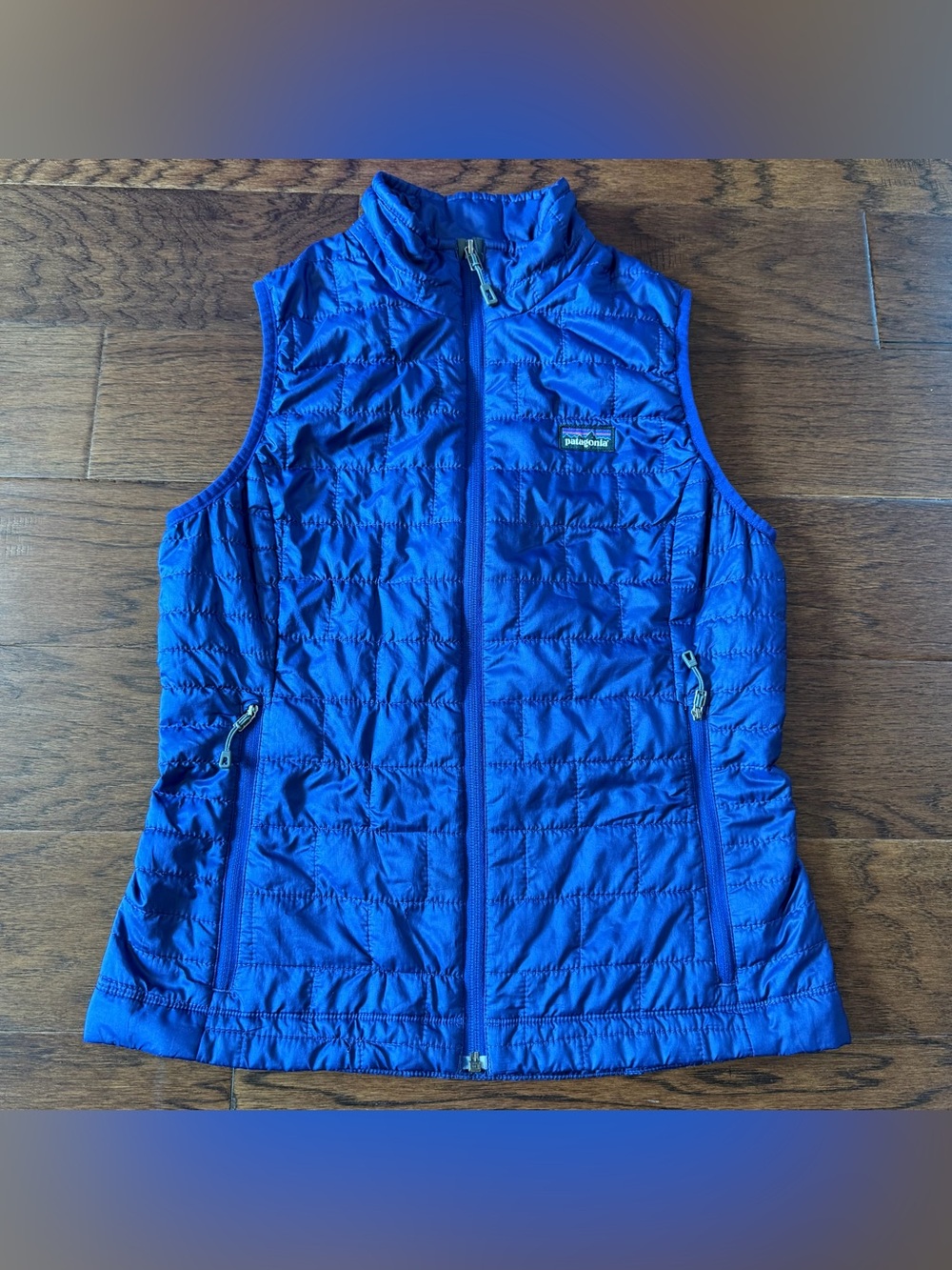 Patagonia Womens Nano Puff Vest Small Blue Full Zip Quilted Jacket Packable